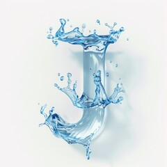 Water alphabet, realistic letters water, water font letter J