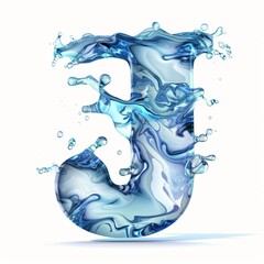 Water alphabet, realistic letters water, water font letter J