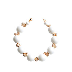 White Pearl Bracelet with Gold Clasp