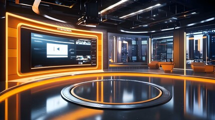 Elegant interior design in virtual news television backdrop picture