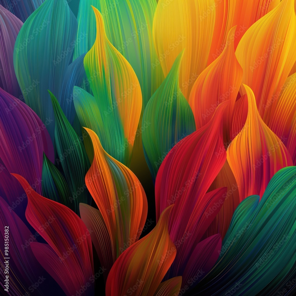Poster Abstract colorful background with geometric shapes and textures. Vibrant hues and shiny elements create a dynamic design. Suitable for art, decoration, wallpaper, and graphic design.