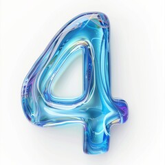 Water alphabet, realistic numbers water, water font number 4