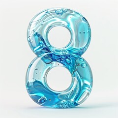 Water alphabet, realistic numbers water, water font number 8