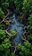 Obraz premium Mysterious mangrove forest with twisting roots and brackish water