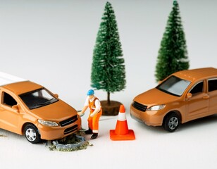 a miniature of workers repairing a road, reflecting the perseverance, hard work and efforts in building infrastructure
