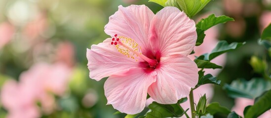 Obraz premium Pink Flower Of Hibiscus Rosa Sinensis