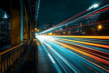 Fototapeta premium City lights trails and urban speed photography concept