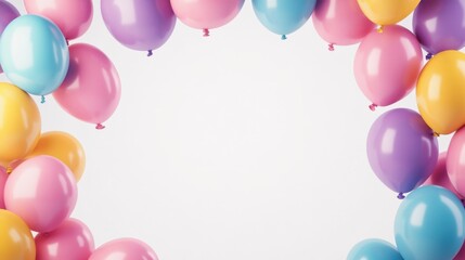 Vibrant Birthday Party Balloons with Plain Background