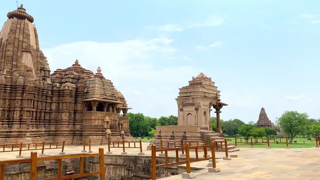 Kandariya mahadev temple and Devi Jagadambi temple in khajuraho the group of monuments of hindu and jain temples in chhatarpur district, madhya pradesh, India.Unesco world heritage site.
