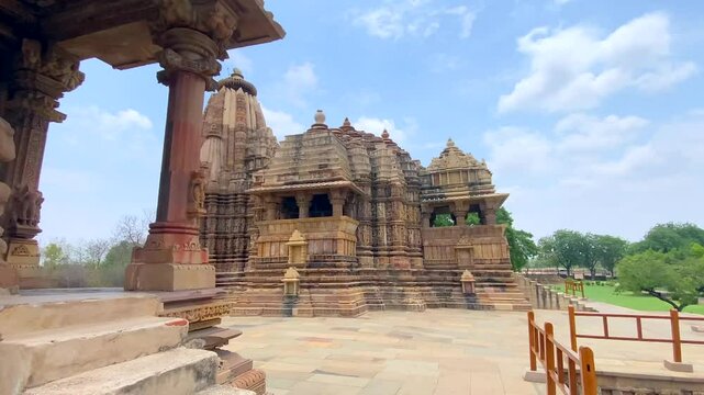Kandariya mahadev temple and Devi Jagadambi temple in khajuraho the group of monuments of hindu and jain temples in chhatarpur district, madhya pradesh, India.Unesco world heritage site.