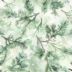 Elegant christmas seamless pattern featuring watercolor pine branches for festive decoration. AI