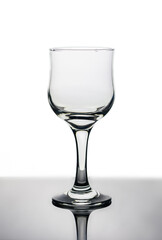 Empty wineglass of wine or of water of white background.