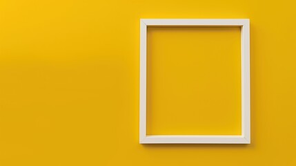 White frame with quotation marks isolated on a bright yellow background. Empty space for text. Minimalist design for quotes, inspiration, or motivation. Simple, clean, and modern art background.