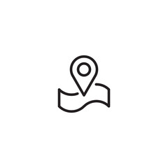Minimalist map pin icon. Simple line drawing of a map pin, indicating a specific location. Editable icon.