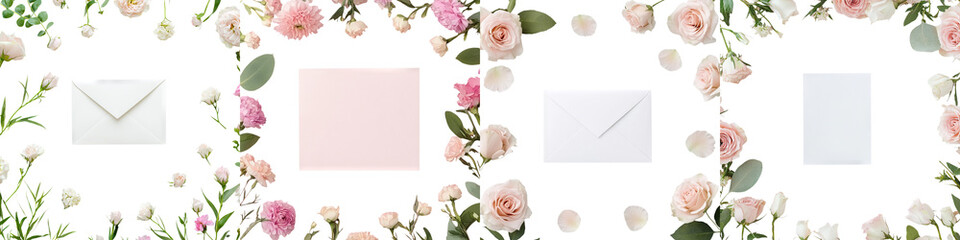 Love letter surrounded by flowers, delicate pastel tones, watercolor style