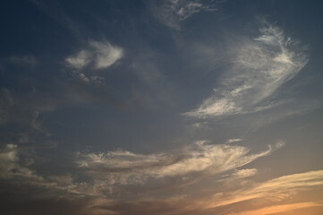 Obraz premium Beautiful vacation picture with blue sky, orange sunset and blue mediterranean sea 1