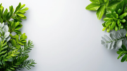 Naklejka premium Green Leaves Arrangement on White Background