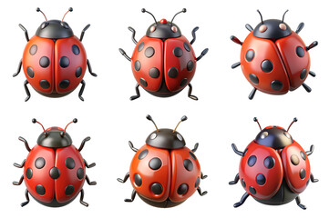 Obraz premium PNG ladybug 3d collection, in cartoon style minimal on transparent, white background, isolate 