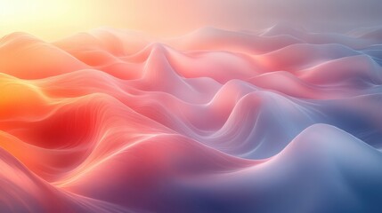 Obraz premium A serene abstract landscape features flowing waves in warm and cool tones, suitable for backgrounds, digital art, or calming designs in wellness and relaxation themes,