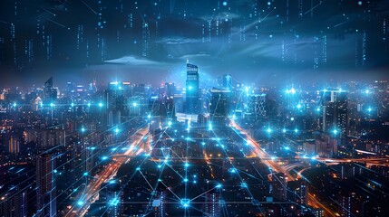 Obraz premium AI building cities on planet.