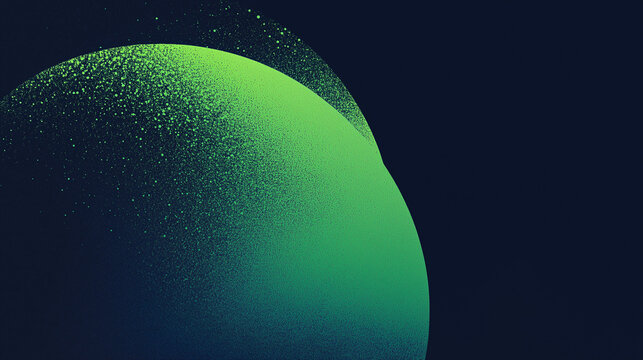 Glowing green light patten black background grainy gradient noise texture poster banner backdrop abstract design, power point background 
