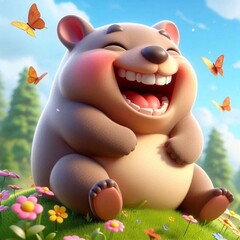 Naklejka premium 3D lachender Wombat
