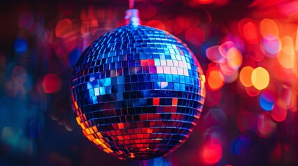 Obraz premium disco ball with neon lights