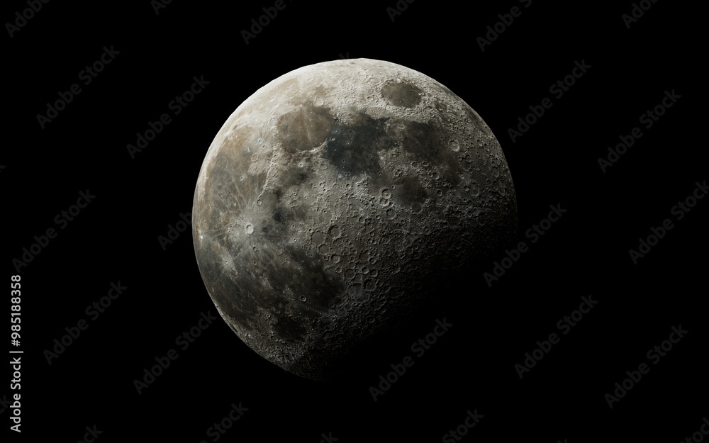 Wall mural full moon earth's moon glowing on black background