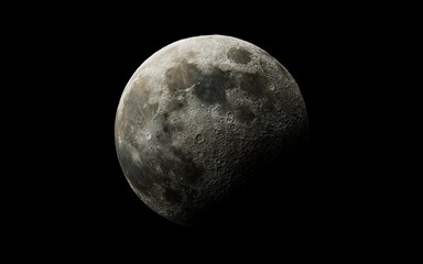 Full Moon Earth's Moon Glowing On Black Background	
