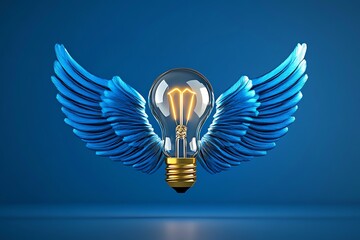 Abstract angel wings and lightbulb, symbolizing support for innovative business ideas and startups
