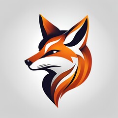 Obraz premium Fox Logo Design, Orange Fox Head Illustration, 