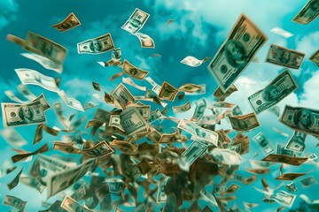 Money falling from sky wallpaper.