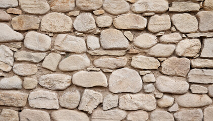 Obraz premium Natural old beige stone wall textured background. Close up. Copy space.