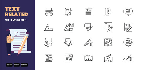 text related thin outline icon vector design good for web and mobile app