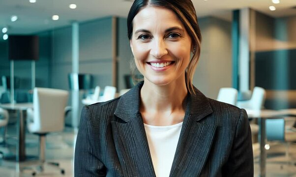 Confident Bank Manager in Modern Bank Interior
