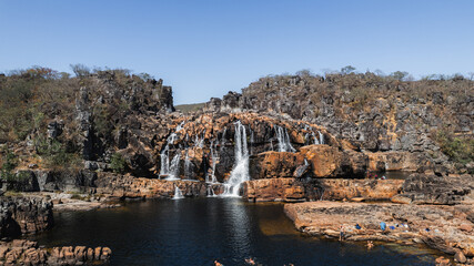 Chapada dos Veadeiros national park, yellow trail, Cachoeira do Carioca, Canyons, landscape of...