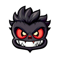 Obraz premium A Fierce Cartoon Monster With Glowing Red Eyes and Spiky Black Hair, Ready for Adventure!