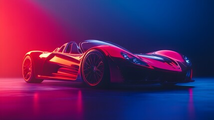 Vivid lighting enhances the sleek red sports car image