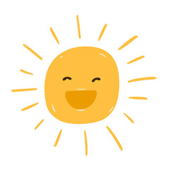 summer funny happy smiley emoticon doodle sun with face