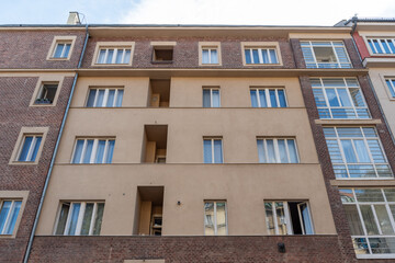 Realization of architect Jaroslav Vondrak in Prague - Dejvice. An apartment building with ashlar...
