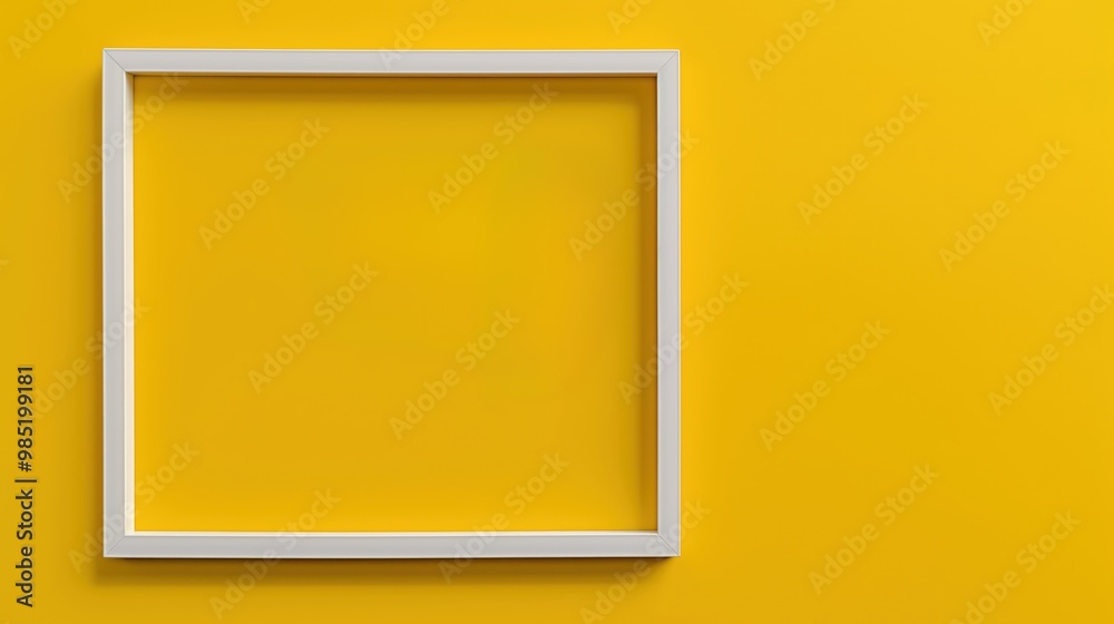 Leinwandbilder white frame with quotation marks isolated on a bright yellow background. empty space for text, desig