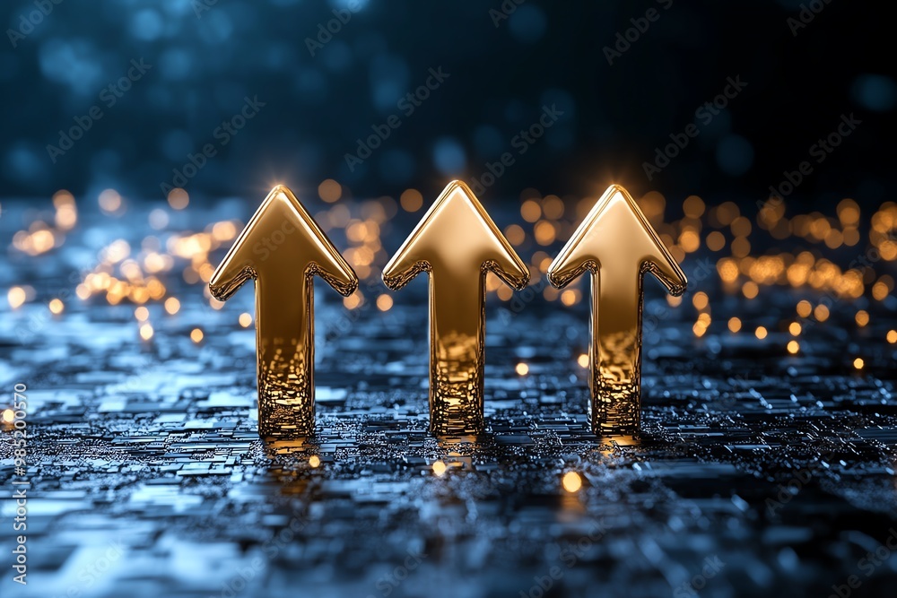 Poster Abstract upward arrows, symbolizing the continuous progress of business development in a dynamic market
