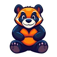 Naklejka premium Cute cartoon red panda sitting with paws crossed