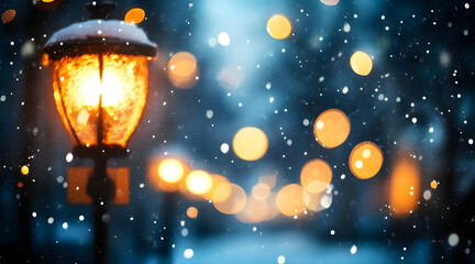 Illumination and snow blurred background