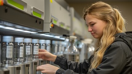 Obraz premium Researchers working in large laboratory.
