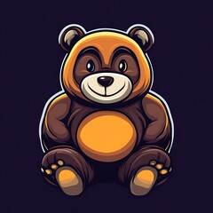 Obraz premium Cute cartoon panda bear with one black eye and one brown eye sitting with a smile