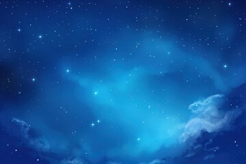 Fototapeta premium Blue starry night sky with many sparkles and a galaxy of stars. Digital illustration of a beautiful cosmic scene. Shiny starlight glistering in a dark universe.