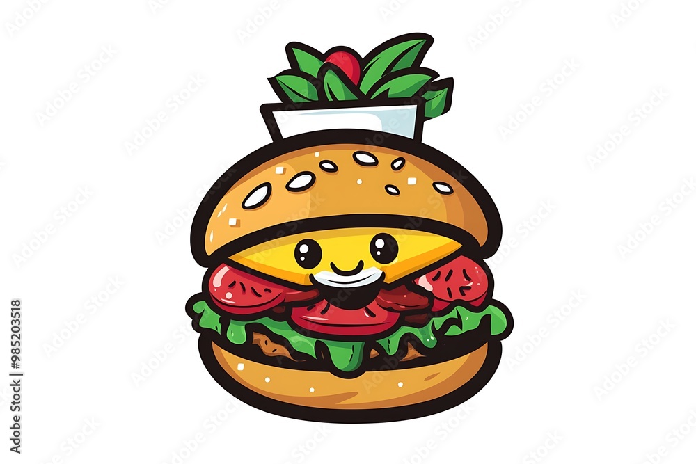 Poster Cute Cartoon Burger Character Illustration