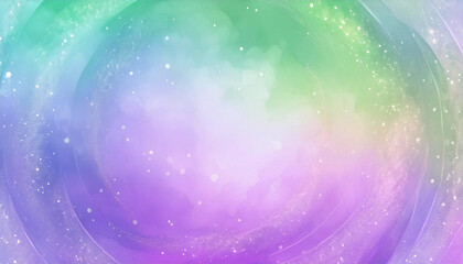 Fototapeta premium 紫と緑の幻想的な波紋のイラスト背景