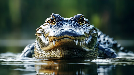 Fototapeta premium Alligator Close-Up in Water - Realistic Photo